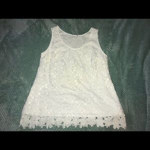 Women’s White Floral Lace Tank Top/Short Dress!